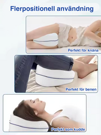 Ergonominen jalkatuki tyyny muistivaahtomuovista kyljellään nukkuville