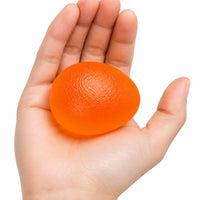Handträningsboll i orange för daglig handträning och fingerstyrka.